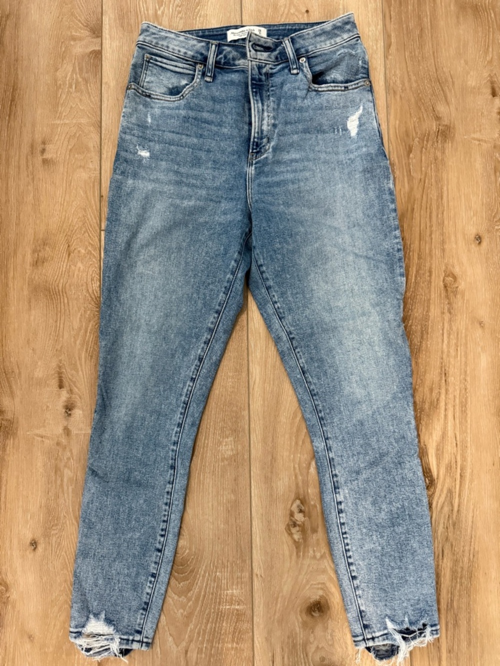 Abercrombie & Fitch Light Blue Skinny Jeans with Distressed Hem